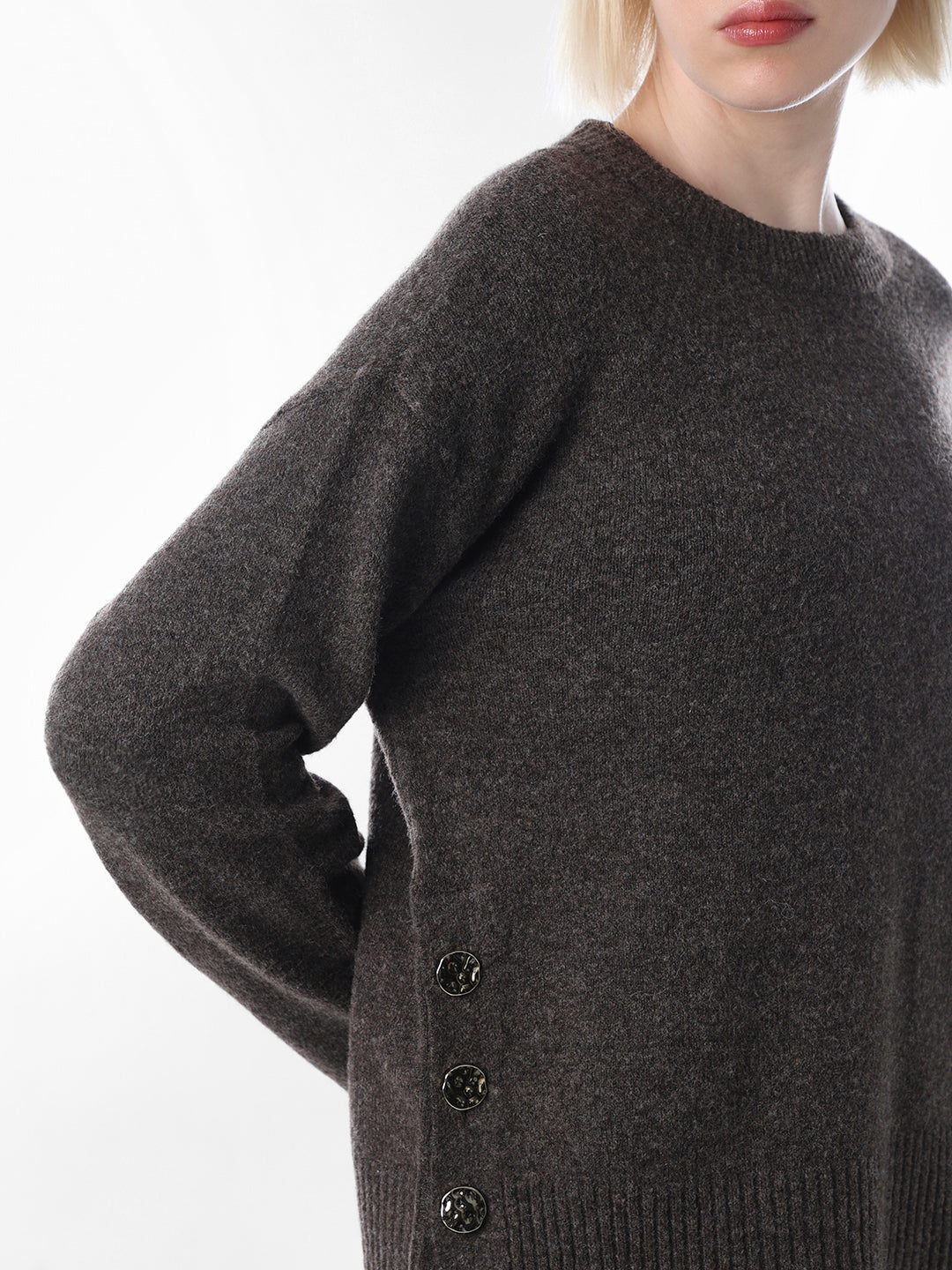Chocolate Brown O-Neck Pullover