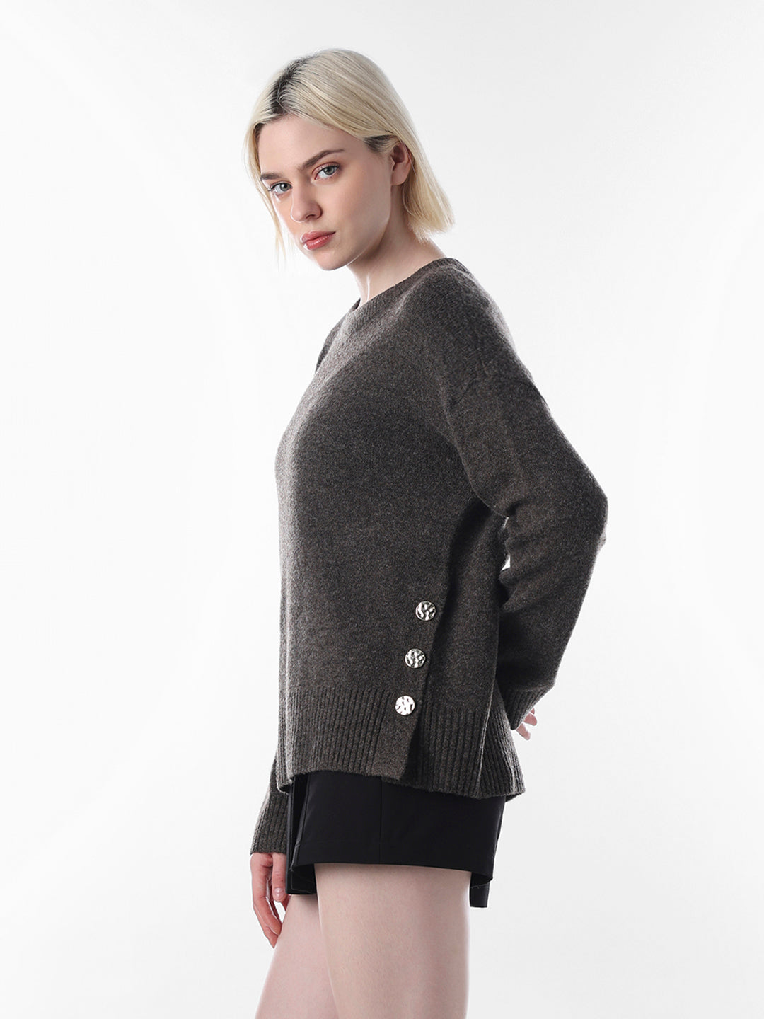 Chocolate Brown O-Neck Pullover