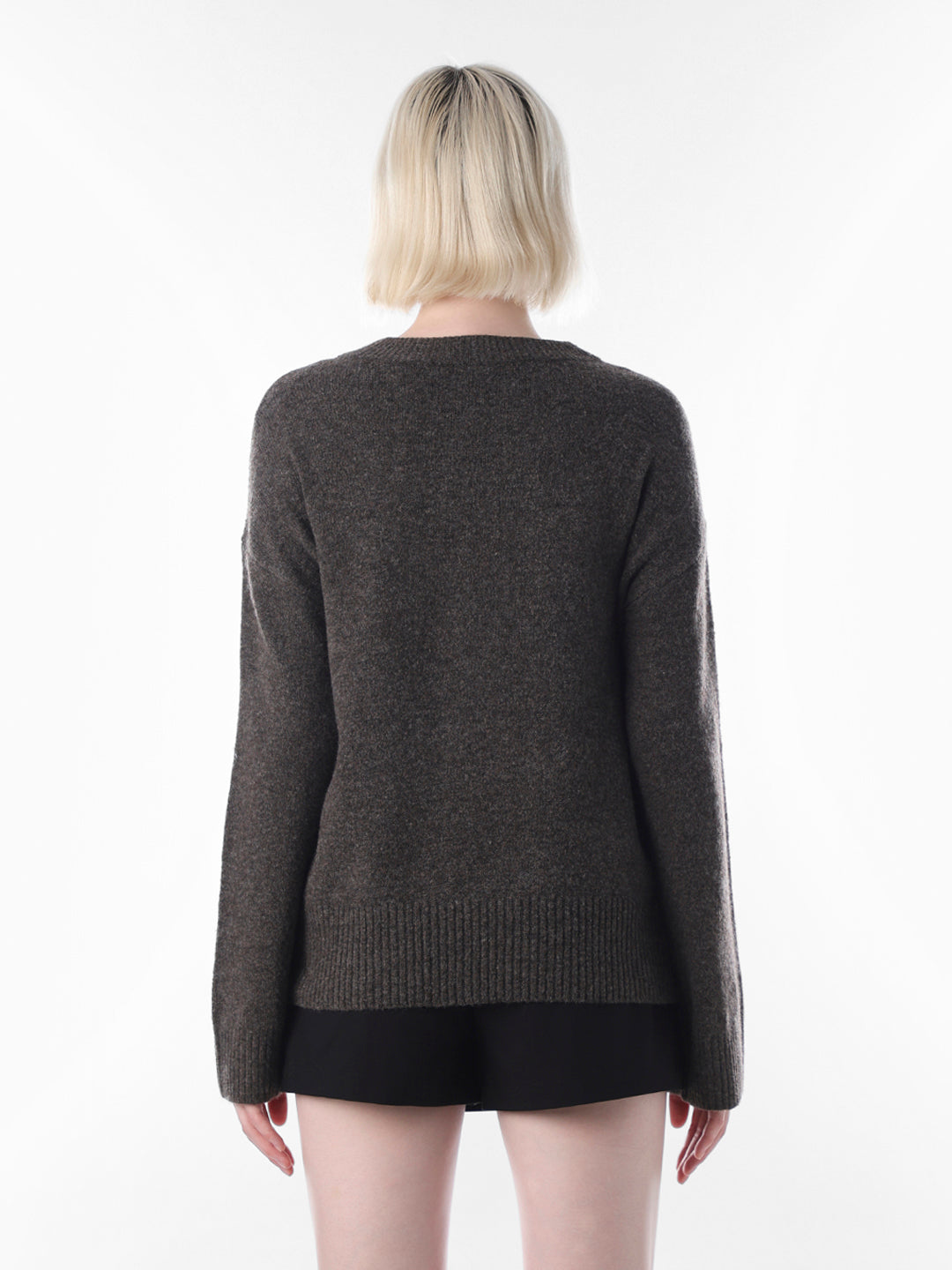 Chocolate Brown O-Neck Pullover