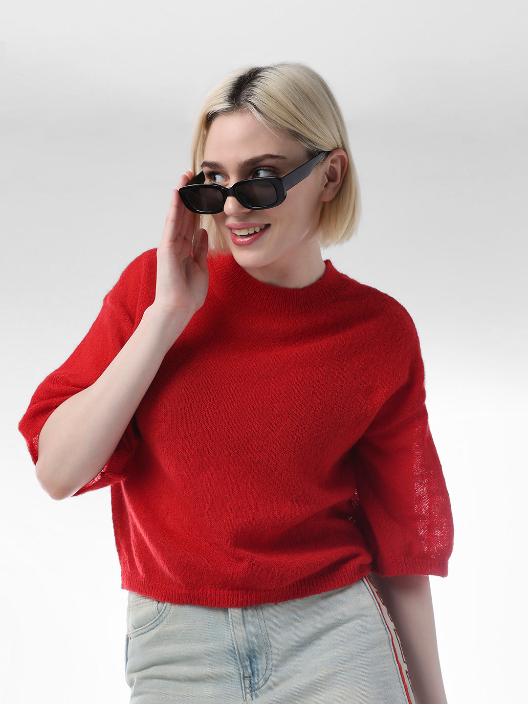 Red Drop Shoulder Pullover