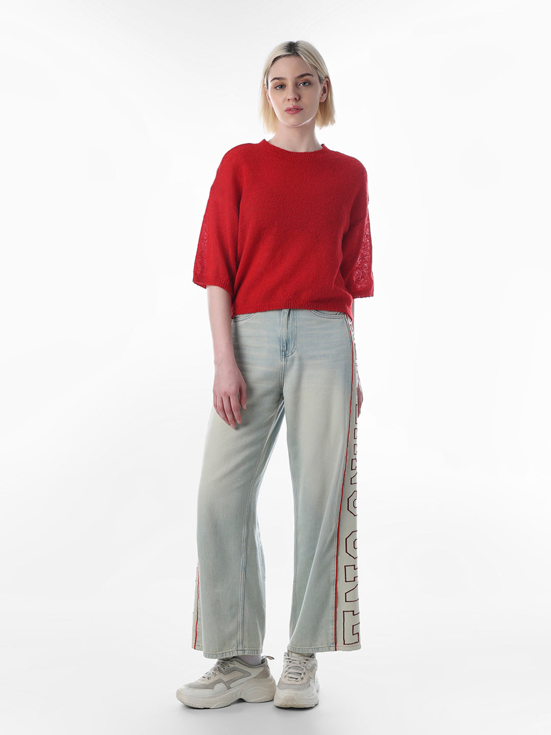 Red Drop Shoulder Pullover