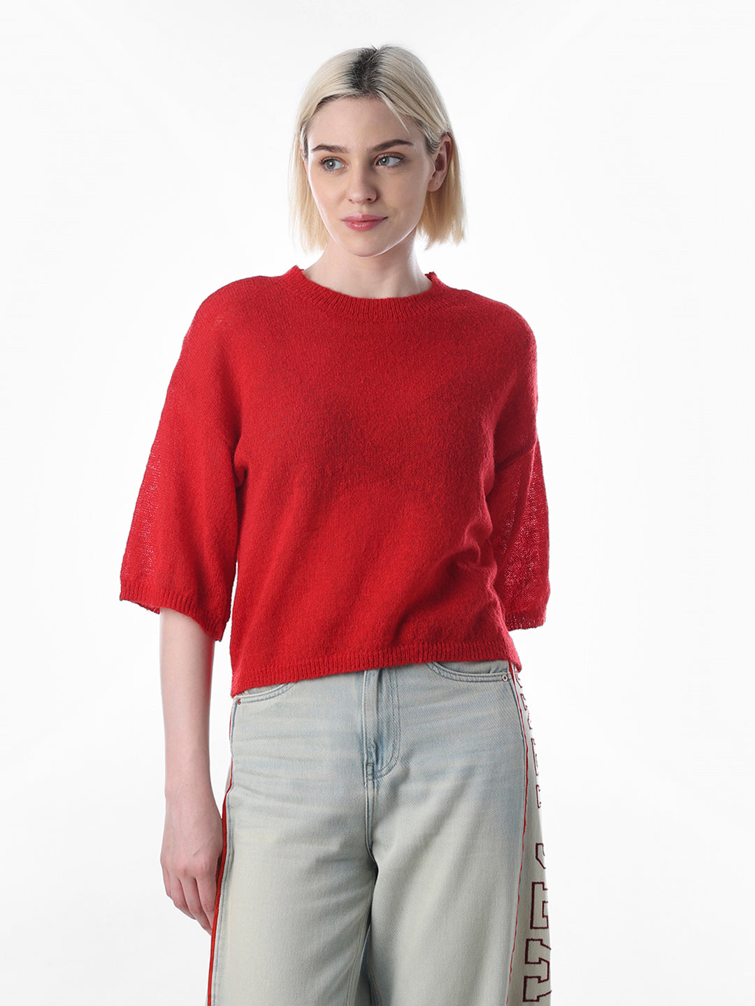 Red Drop Shoulder Pullover
