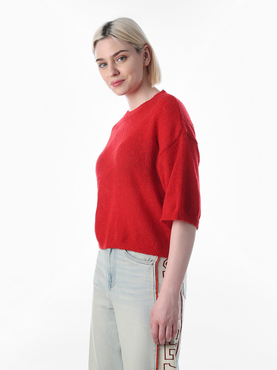 Red Drop Shoulder Pullover