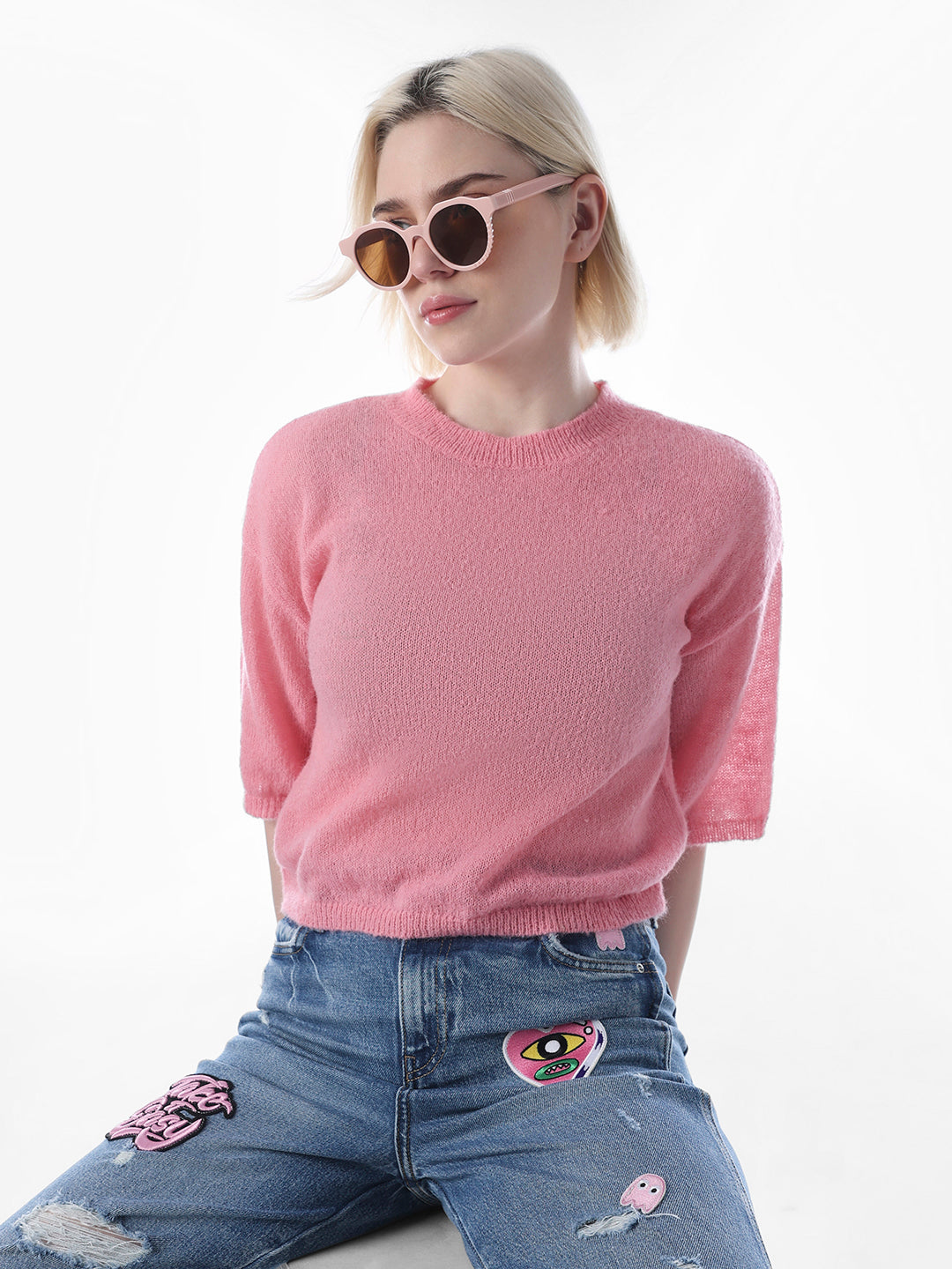 Pink Drop Shoulder Pullover