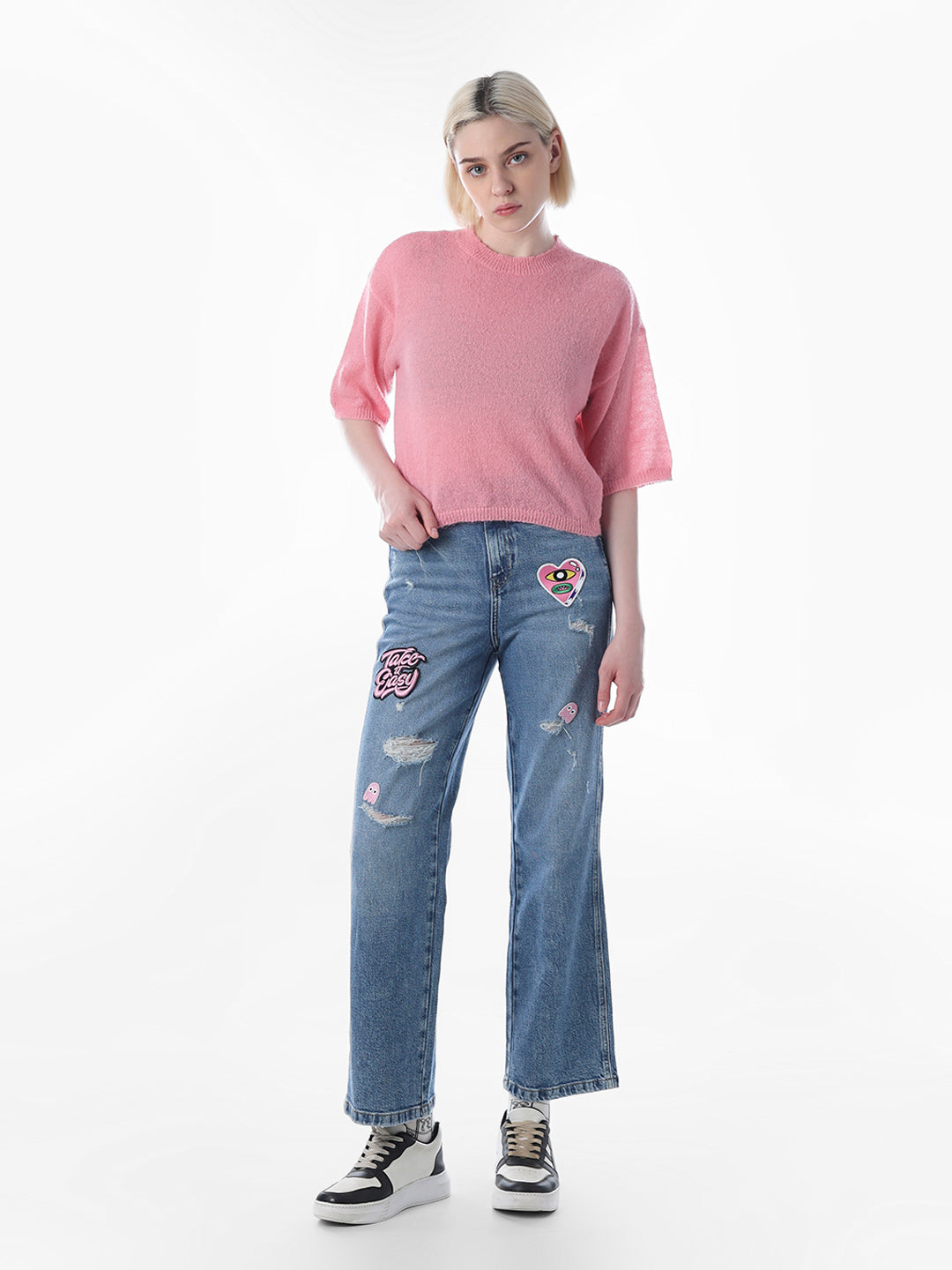 Pink Drop Shoulder Pullover