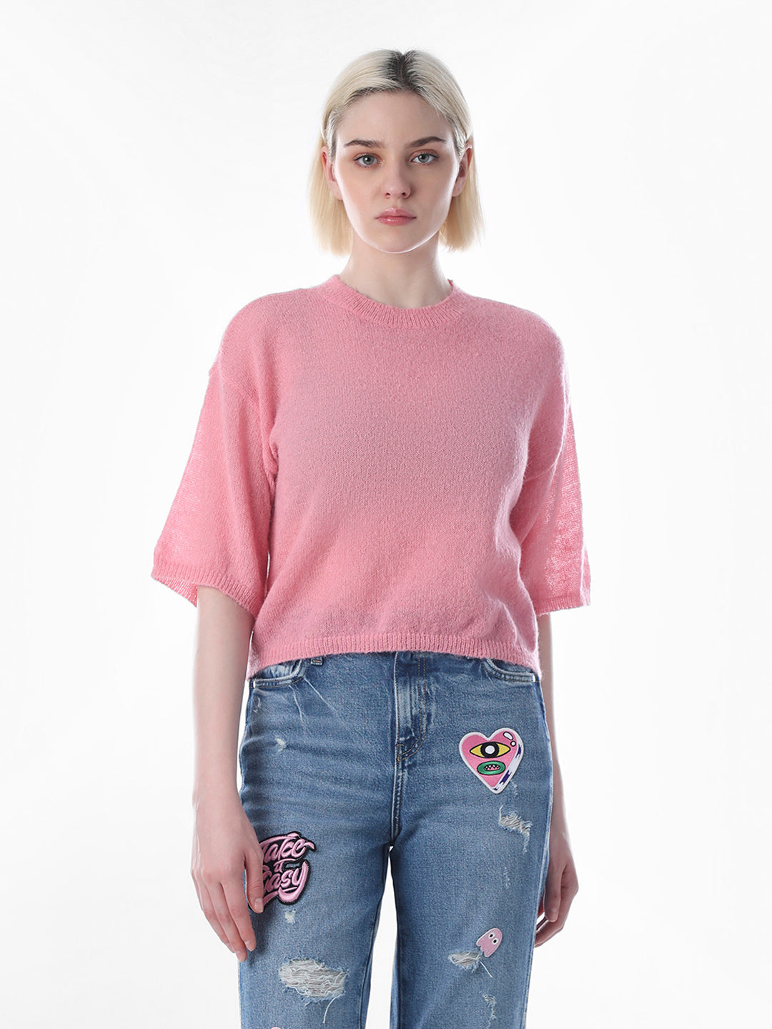 Pink Drop Shoulder Pullover