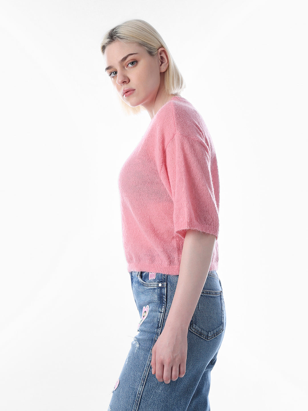Pink Drop Shoulder Pullover