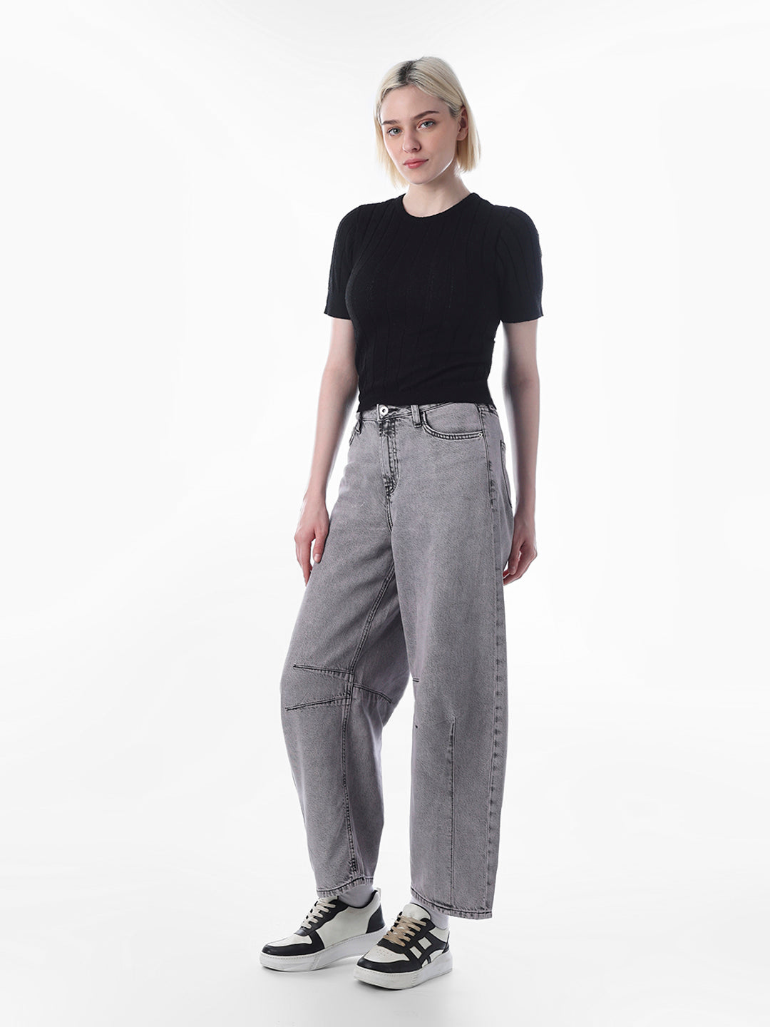 Black Fitted Ribbed Crop Top