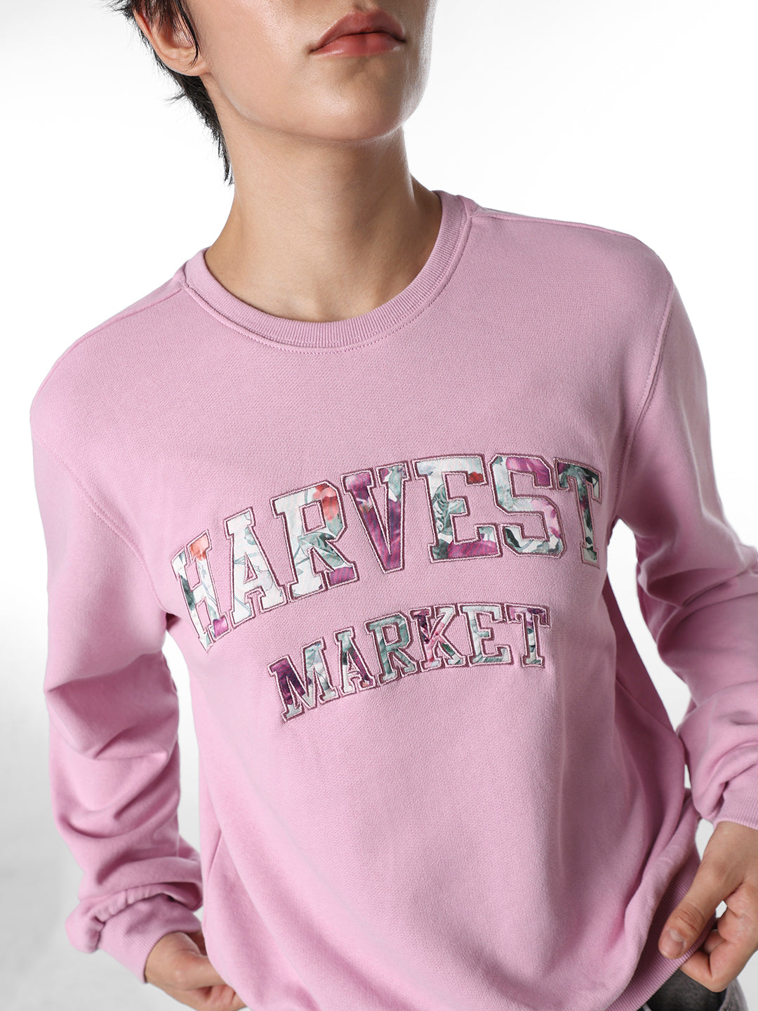 Mauve Pink Printed Cotton Sweatshirt