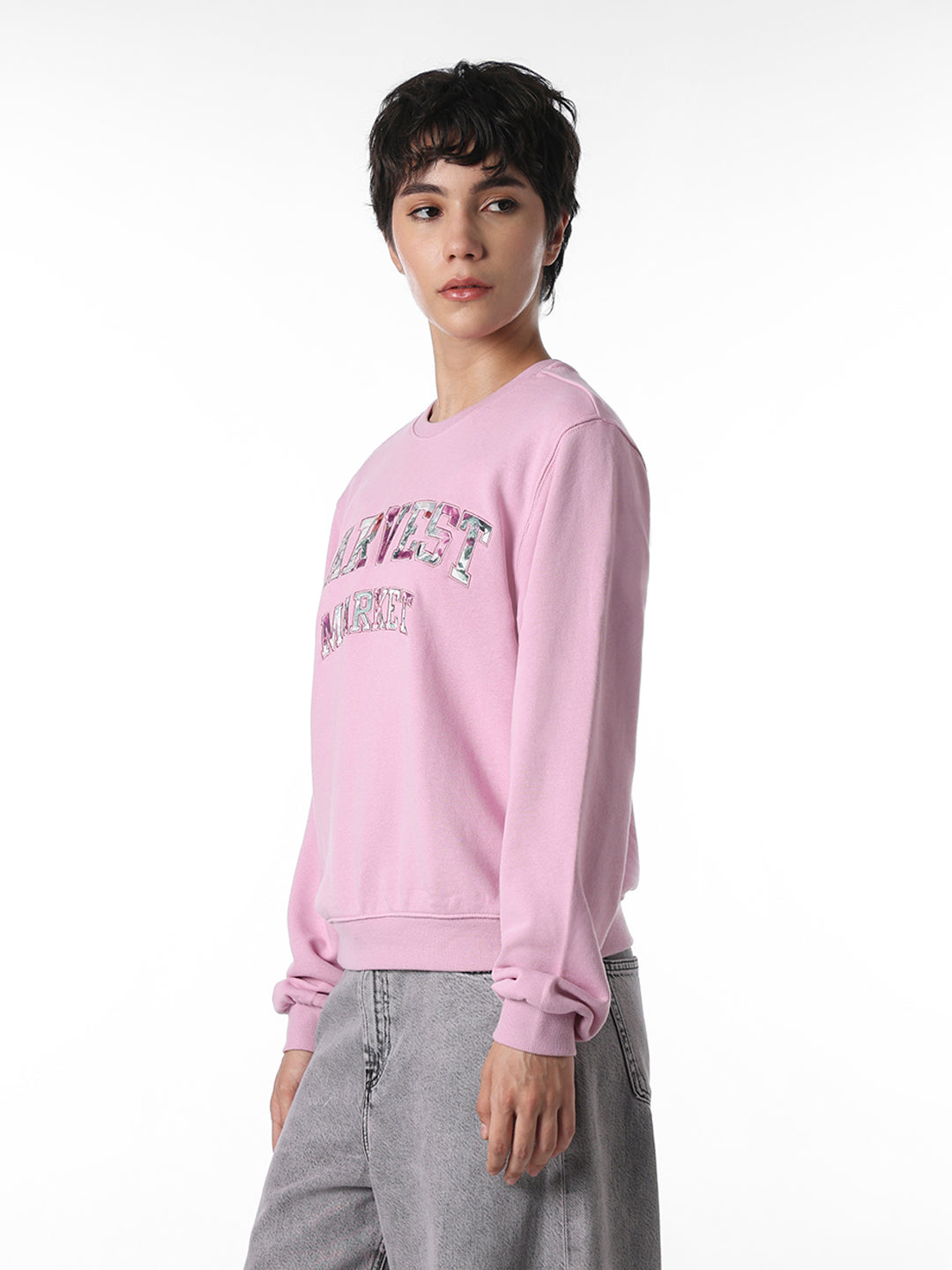 Mauve Pink Printed Cotton Sweatshirt
