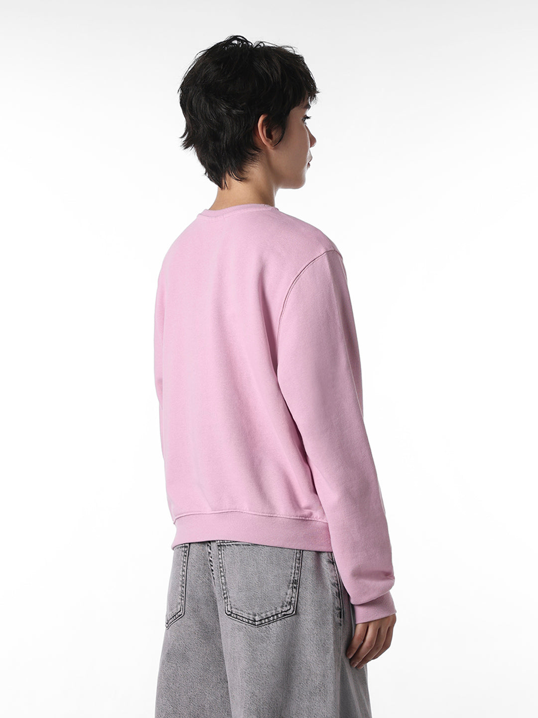 Mauve Pink Printed Cotton Sweatshirt