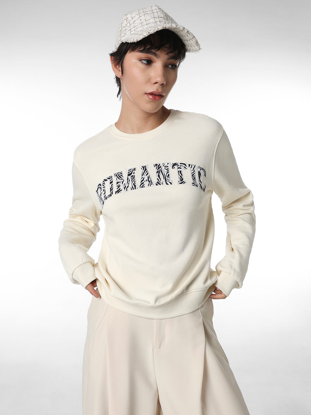 White Printed Cotton Sweatshirt