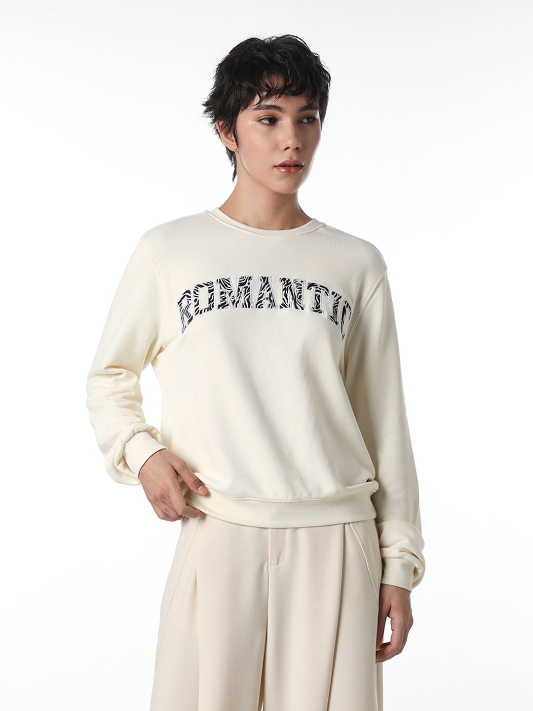 White Printed Cotton Sweatshirt