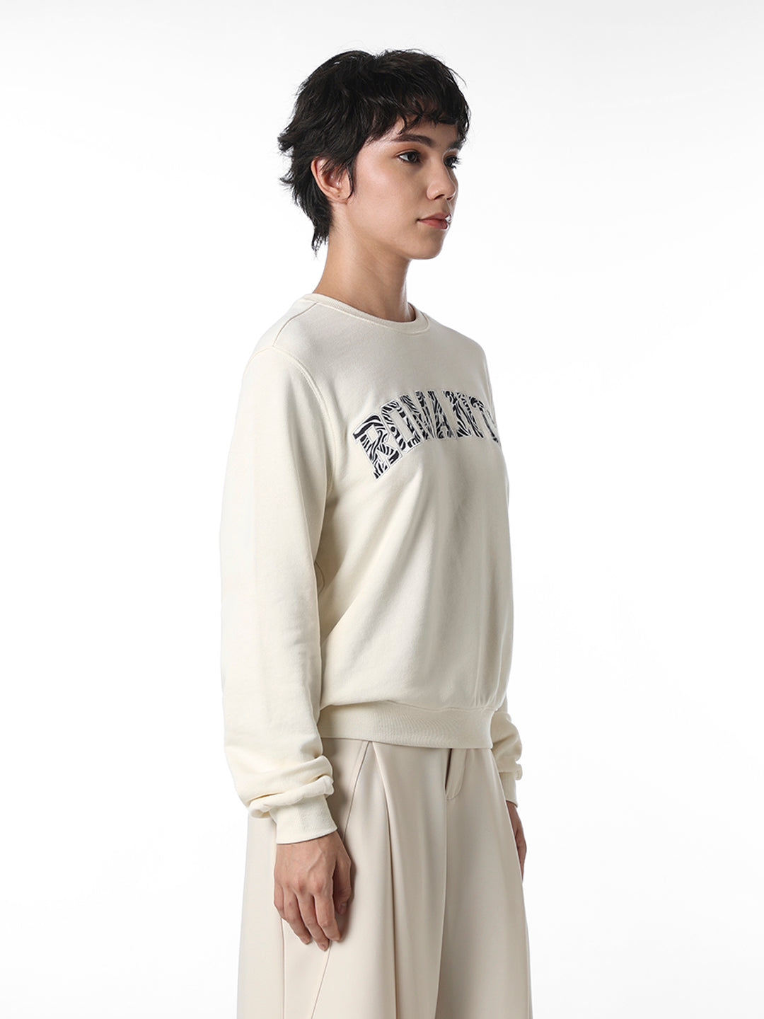 White Printed Cotton Sweatshirt