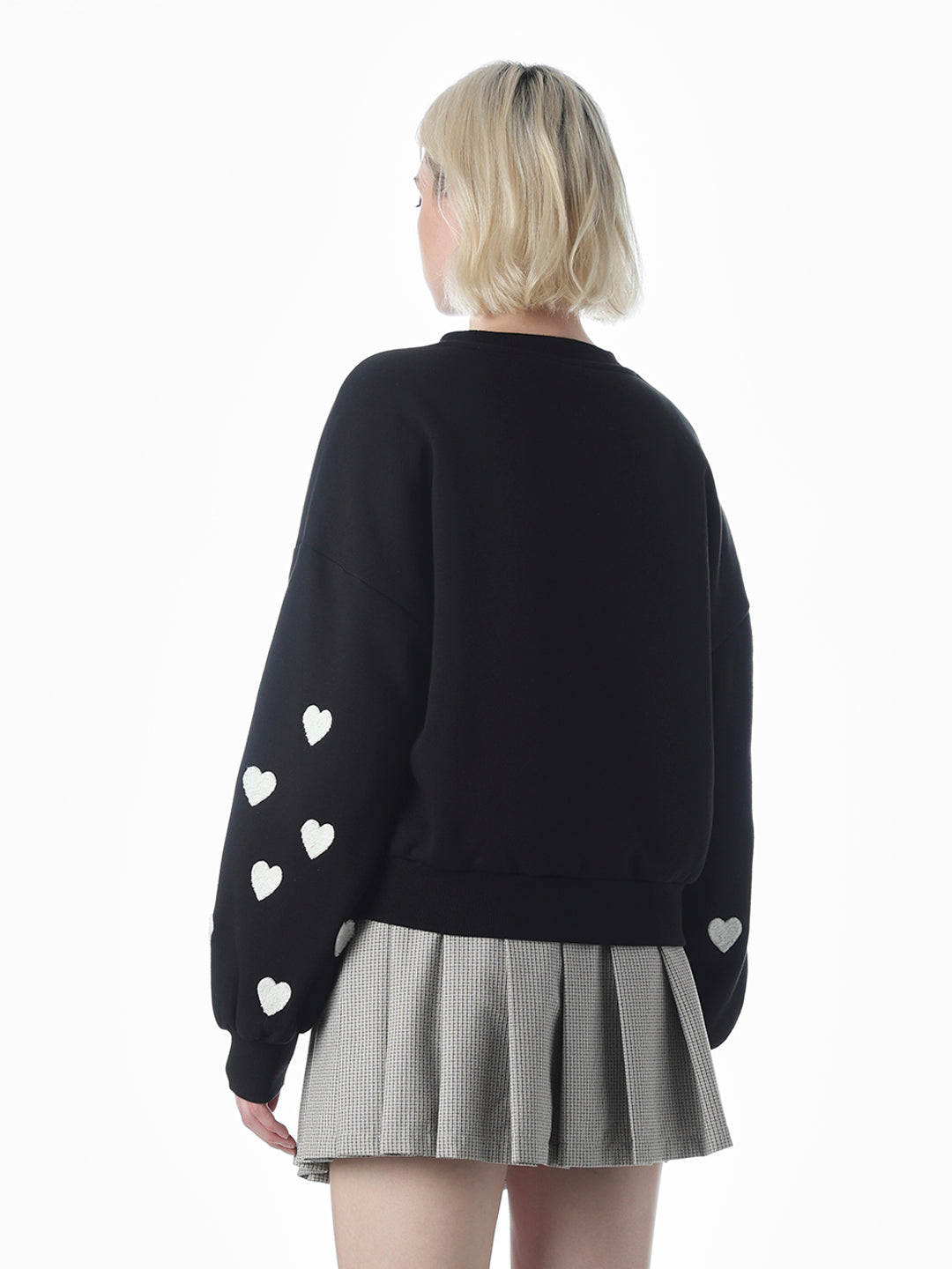 Black O-Neck Printed Sweatshirt