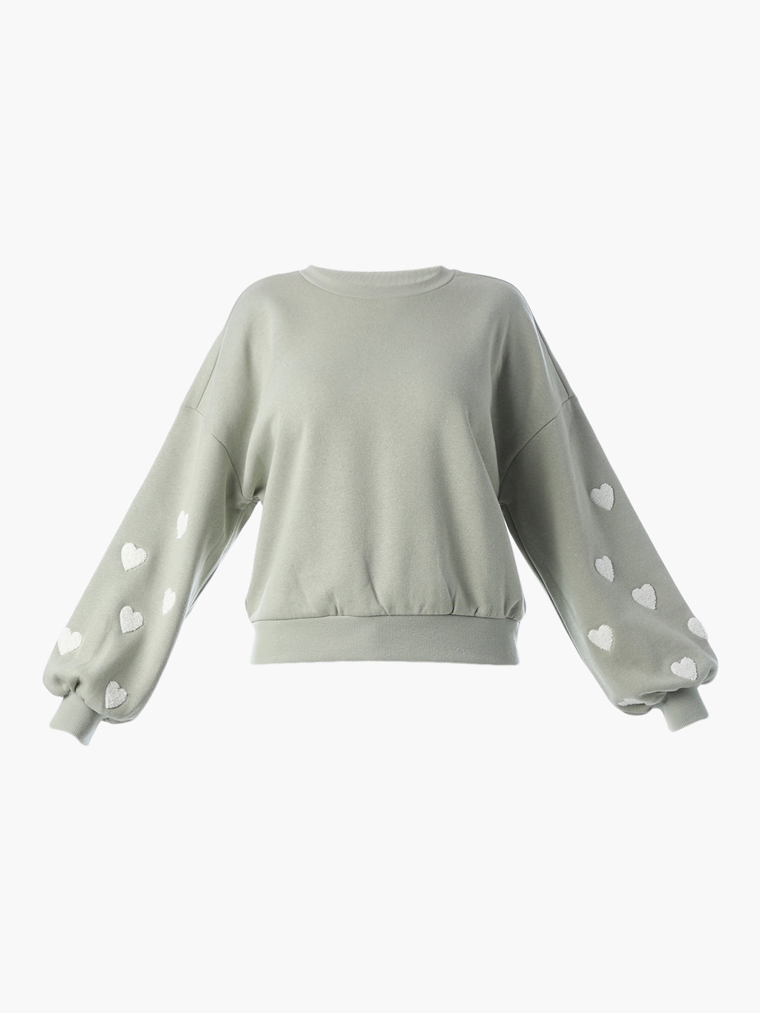 Green Heart Detail Boxy Sweatshirt