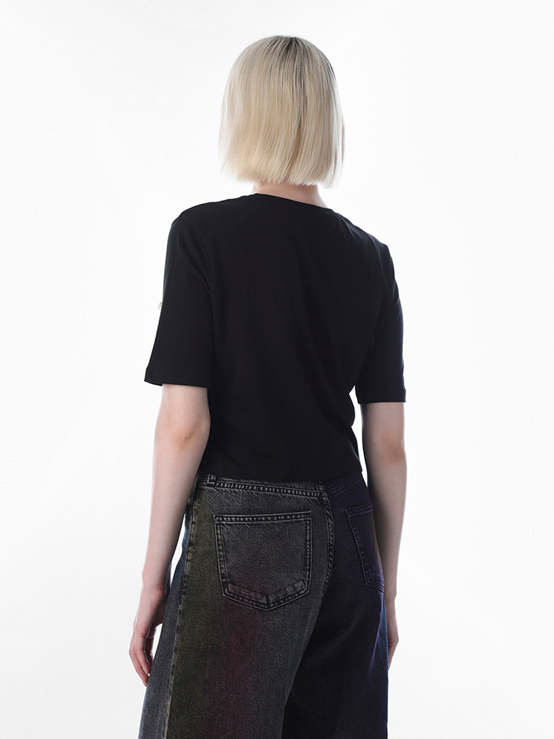 Black Pearl Motif Cotton T-shirt