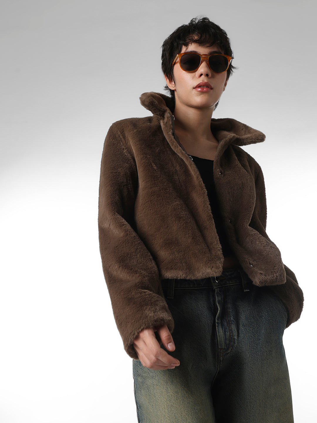 Brown Faux Fur Jacket