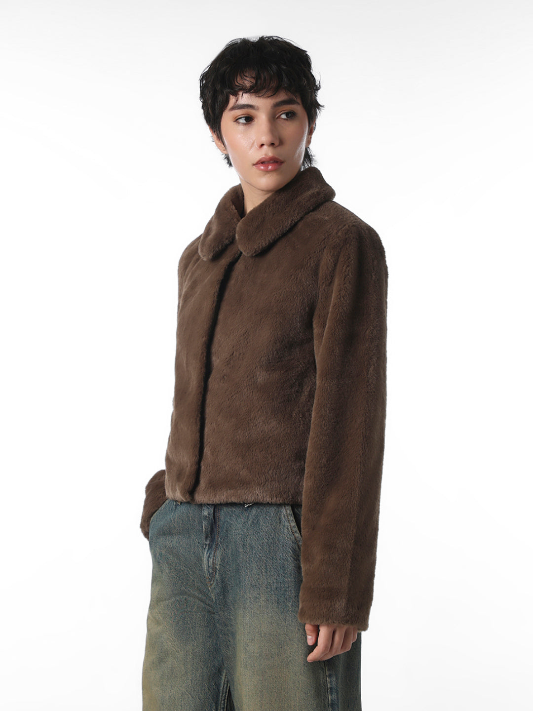 Brown Faux Fur Jacket