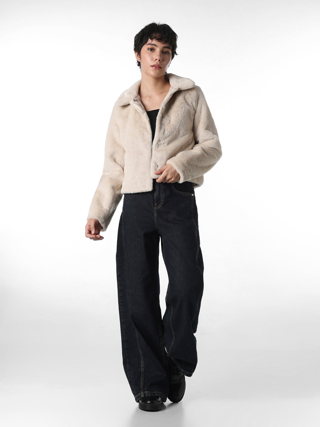 Beige Faux Fur Jacket