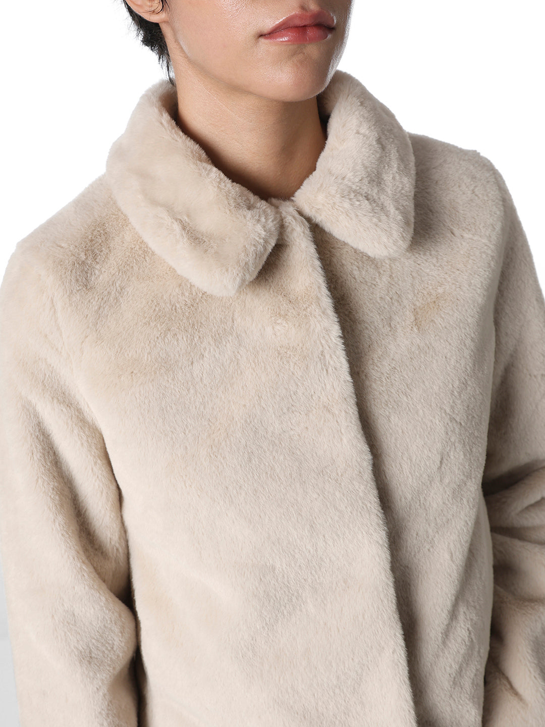 Beige Faux Fur Jacket
