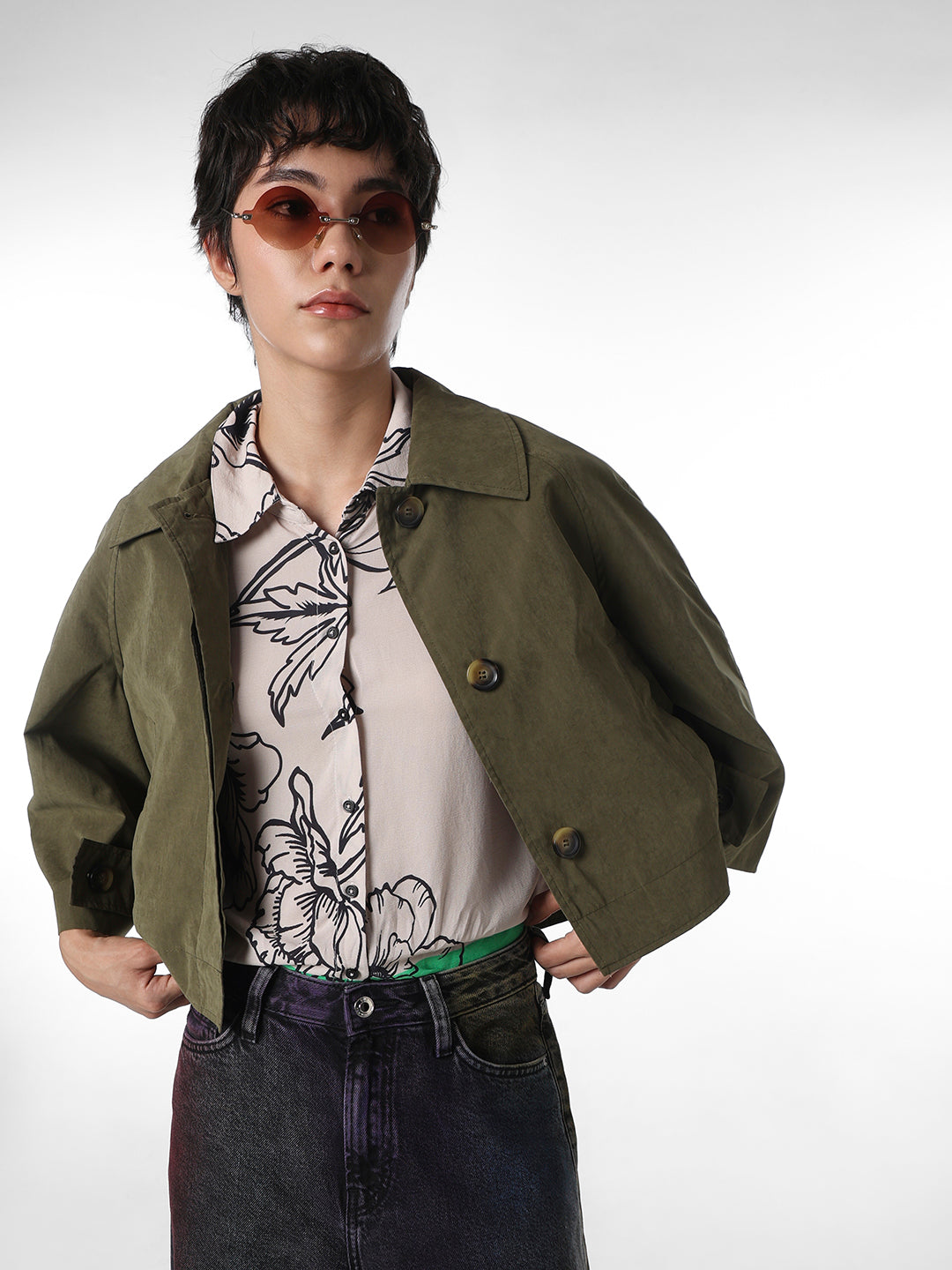 Green Corduroy Cropped Jacket