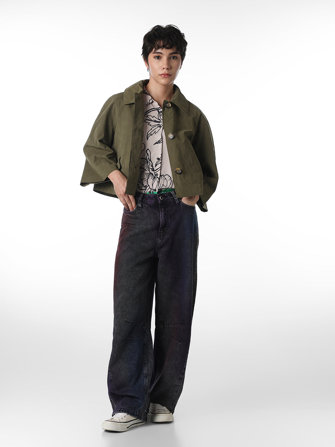 Green Corduroy Cropped Jacket