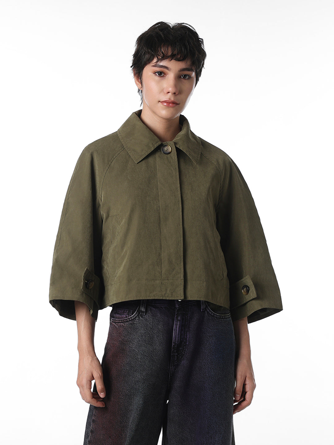 Green Corduroy Cropped Jacket