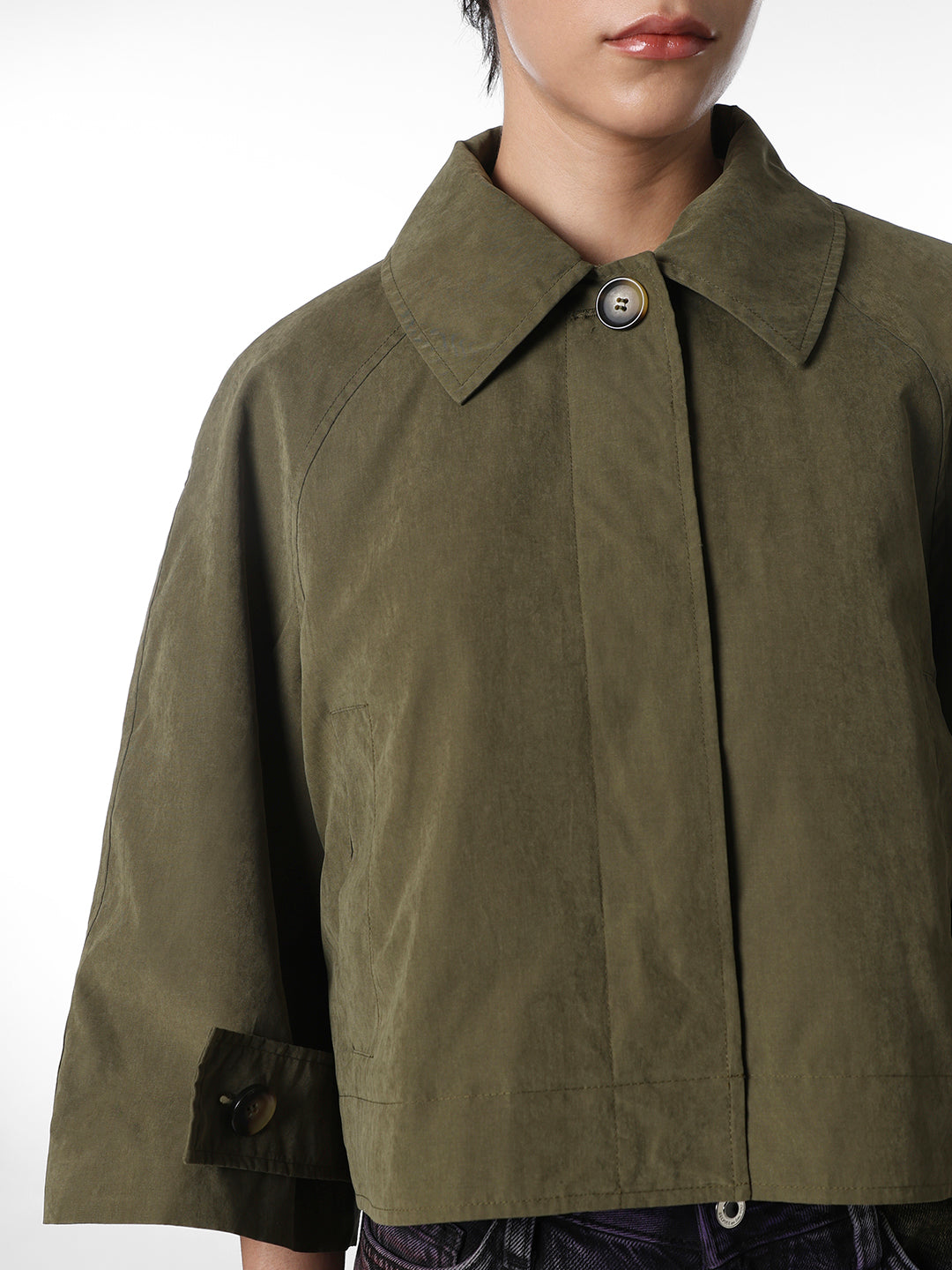 Green Corduroy Cropped Jacket