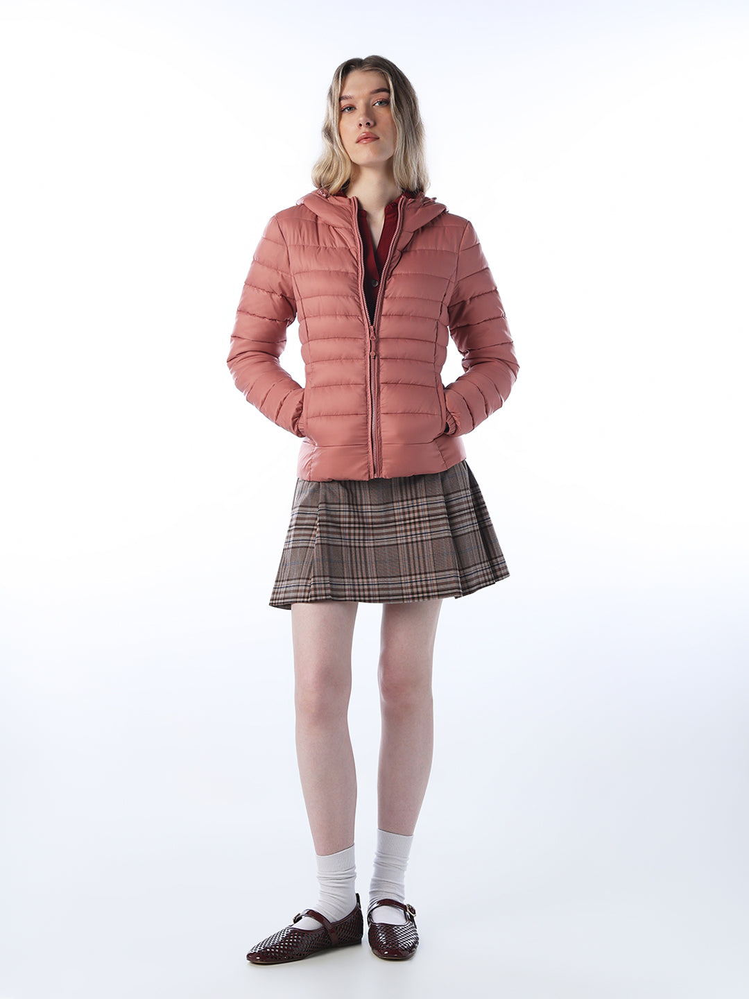 Hooded Puffer Jacket - Rose Brown