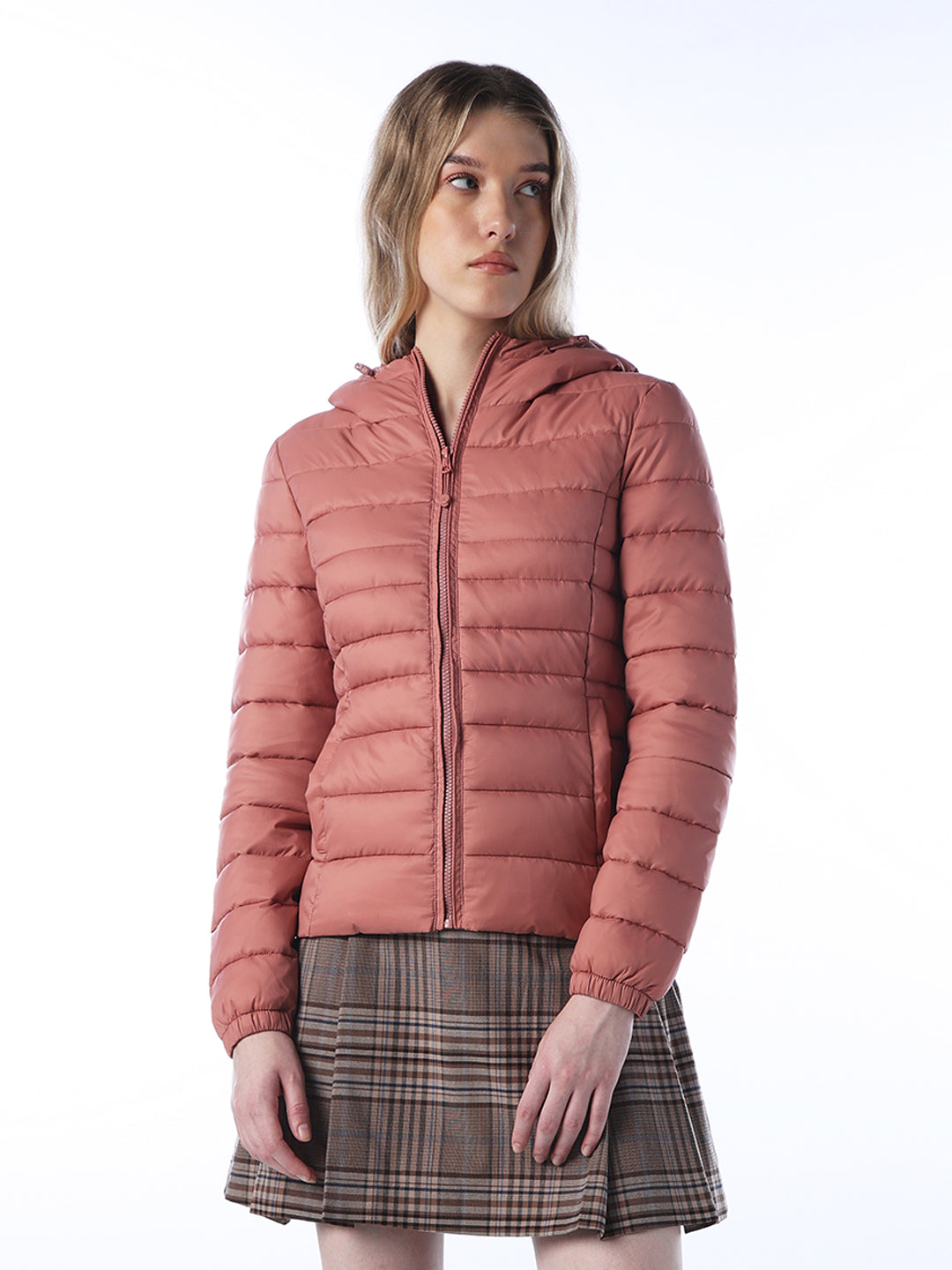 Hooded Puffer Jacket - Rose Brown