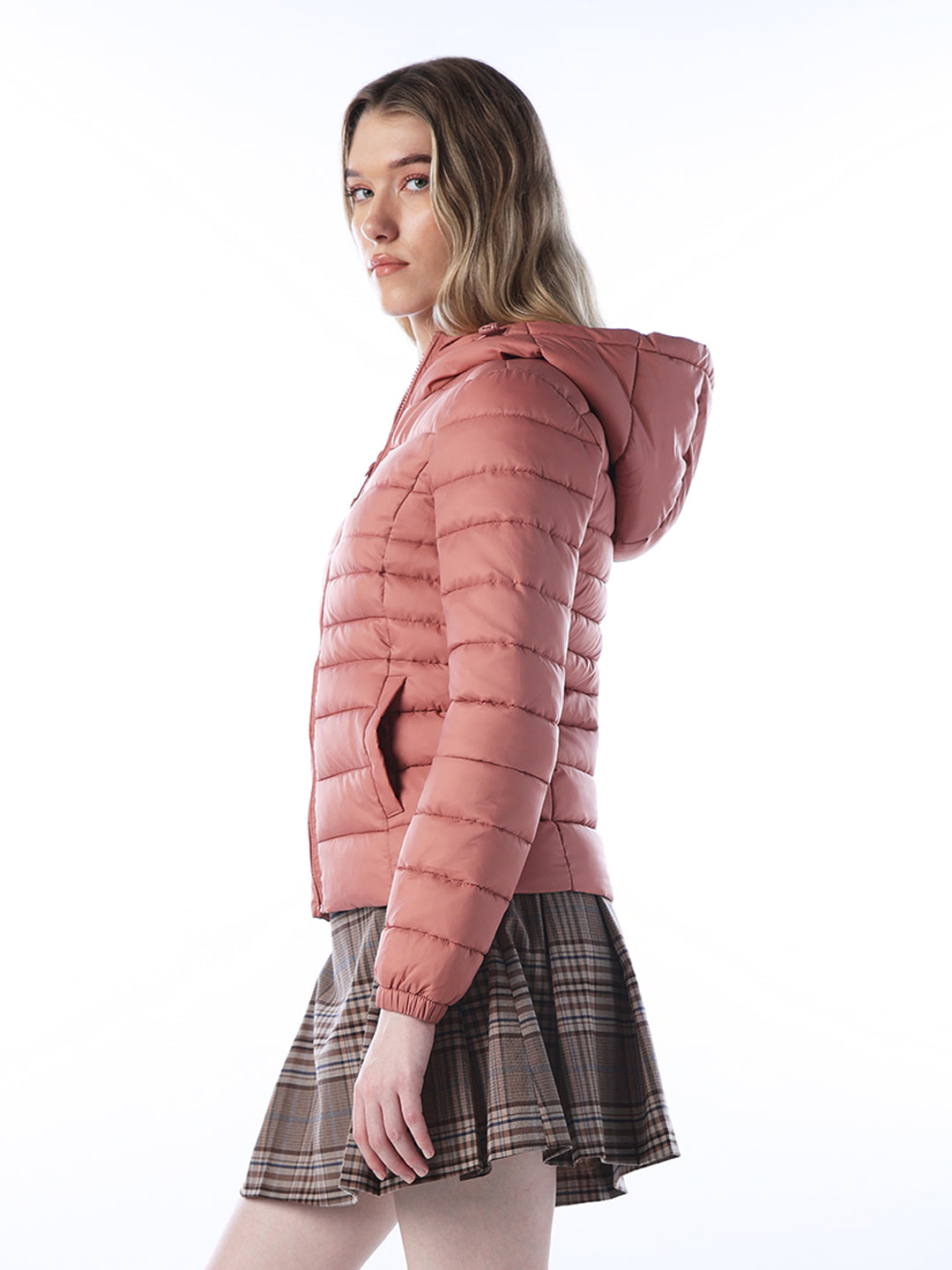 Hooded Puffer Jacket - Rose Brown
