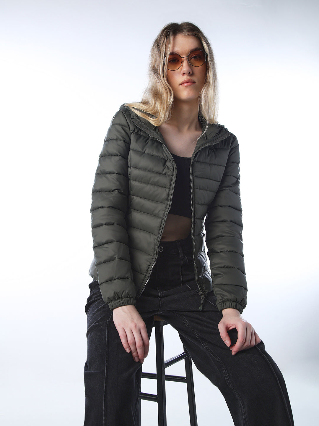 Hooded Puffer Jacket - Olive