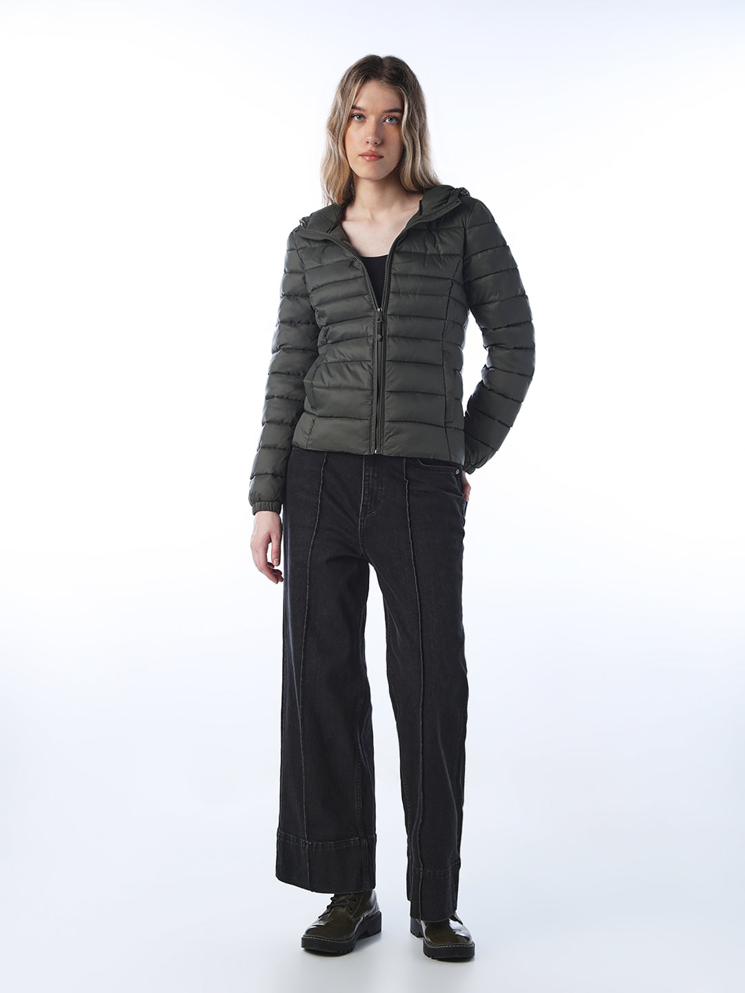 Hooded Puffer Jacket - Olive