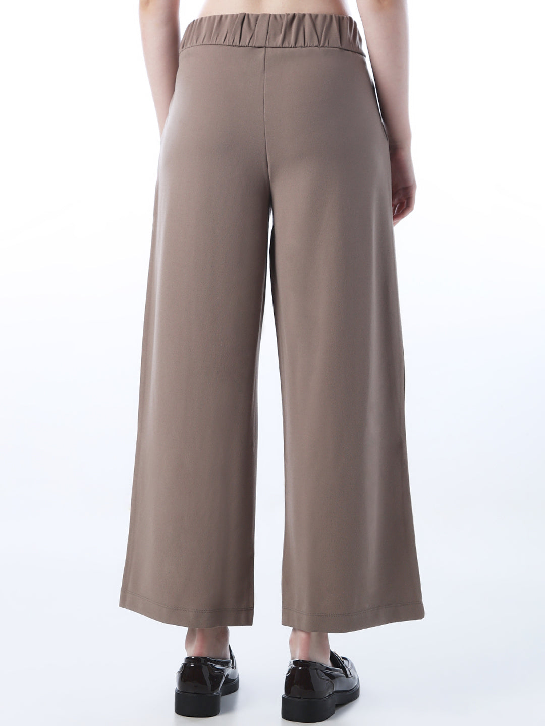 Button Detail Pull-On Pants - Brown