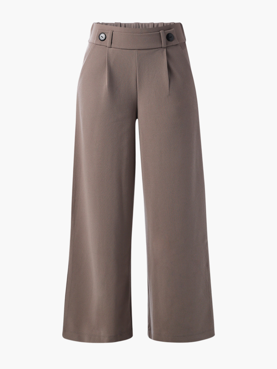Button Detail Pull-On Pants - Brown