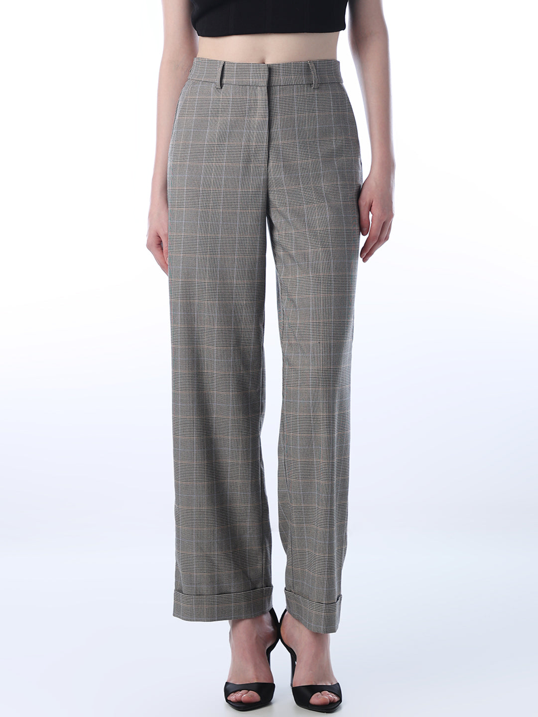 Check Printed Straight Fit Pants