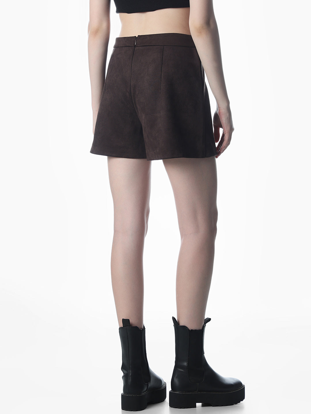 Dark Brown Mini Suede Skort