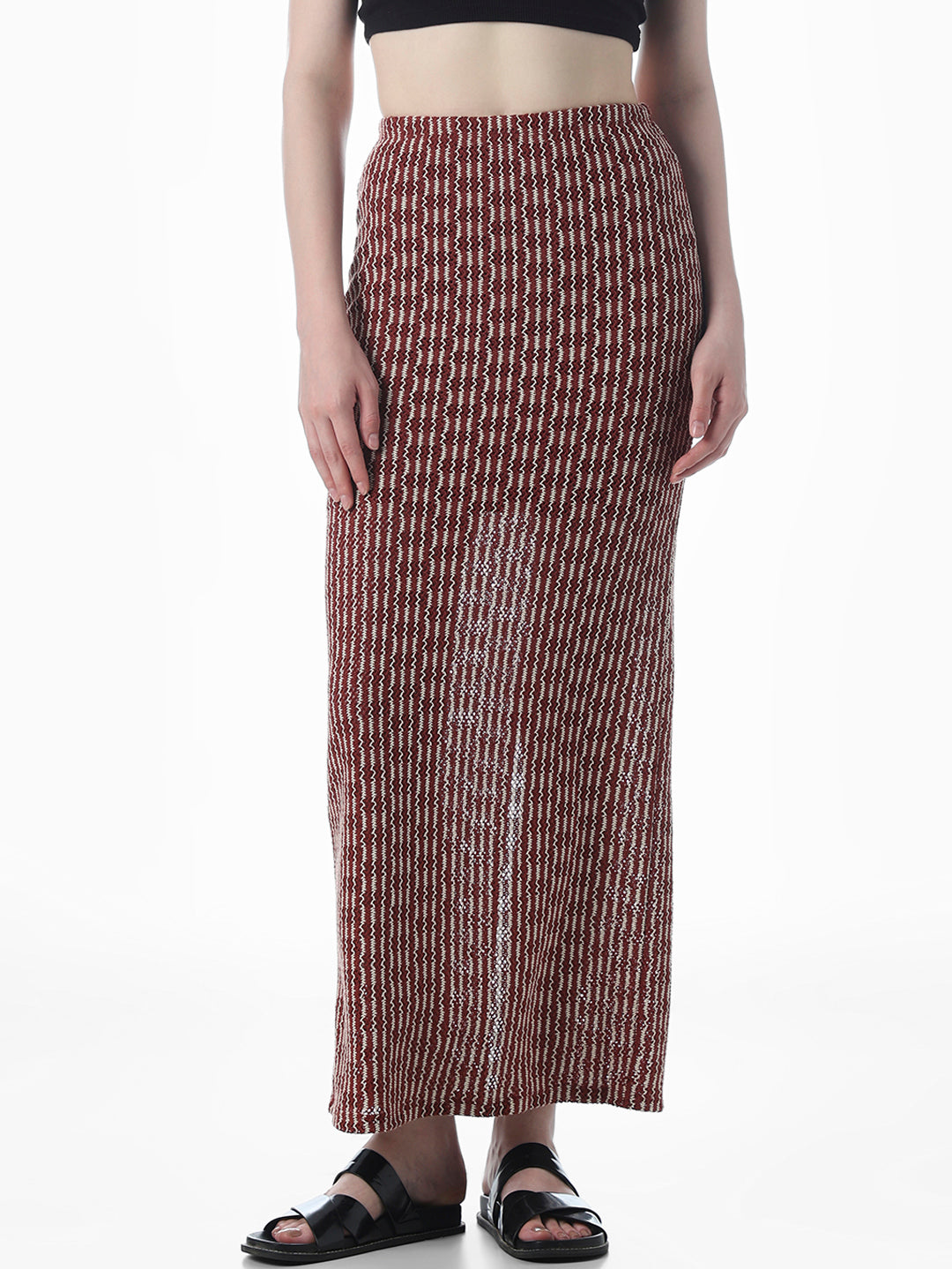 Red Knitted Long Skirt