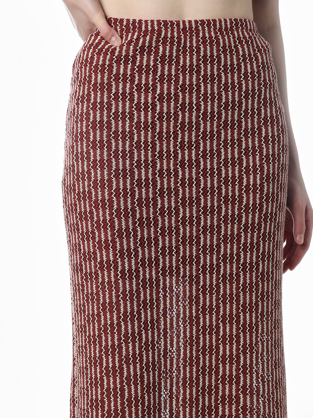 Red Knitted Long Skirt
