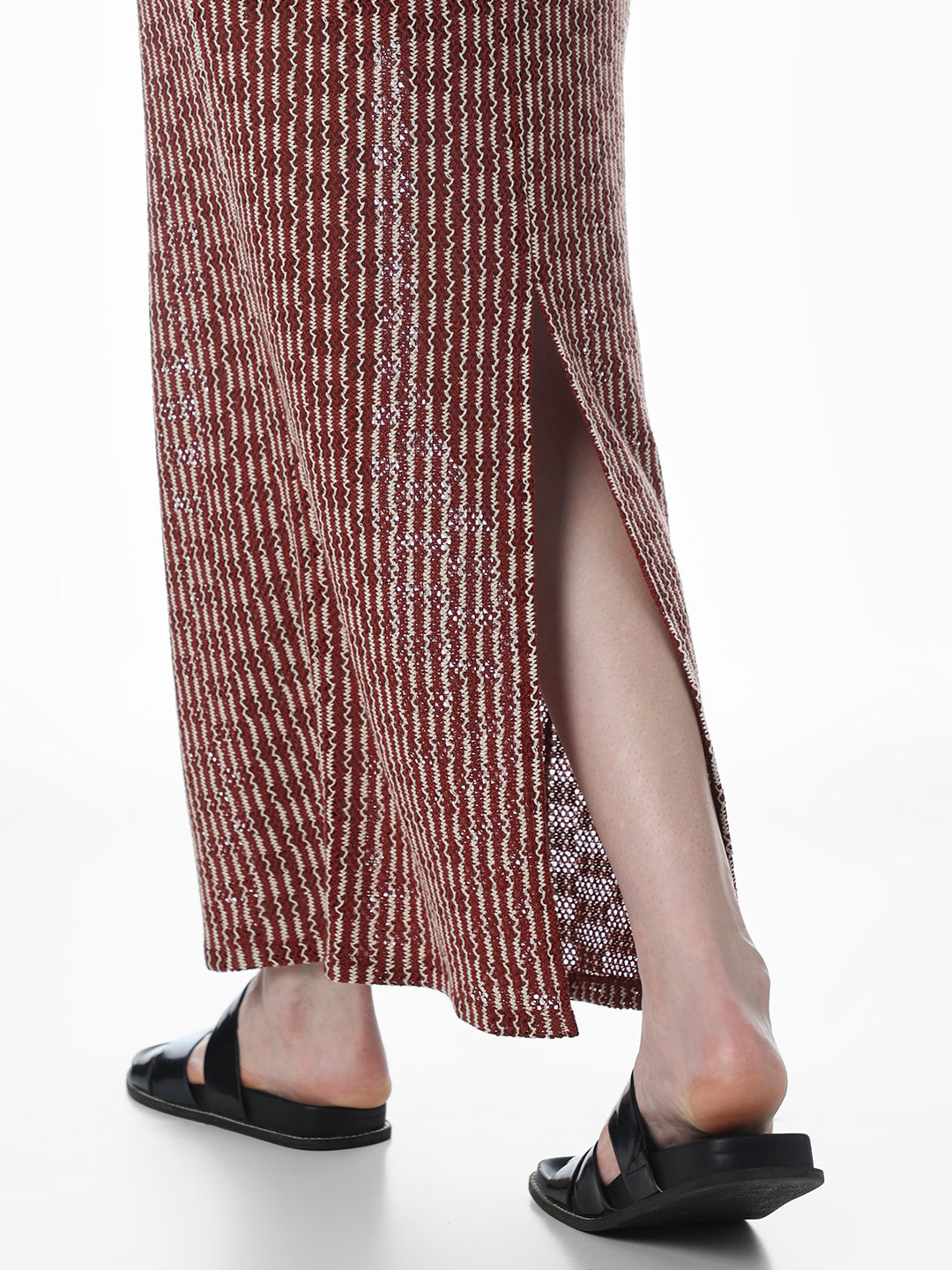 Red Knitted Long Skirt