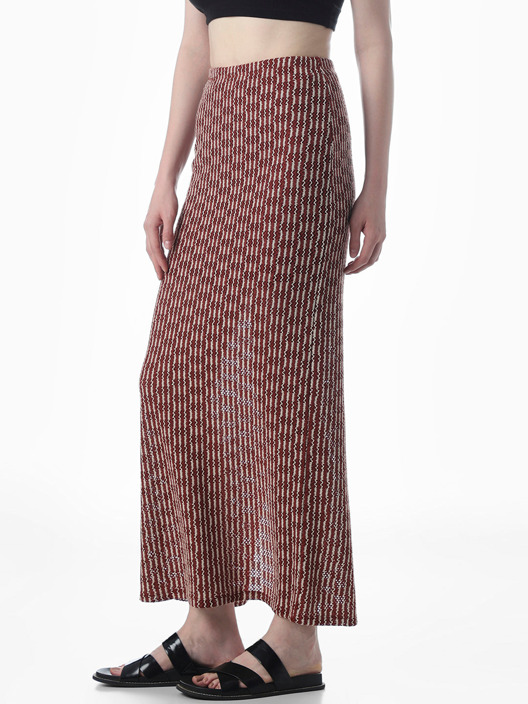 Red Knitted Long Skirt