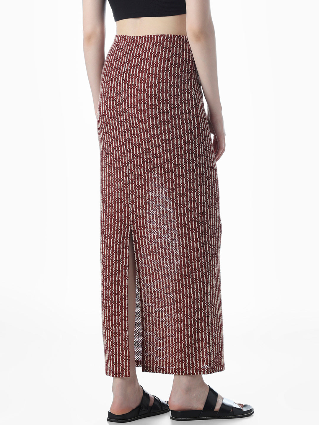 Red Knitted Long Skirt