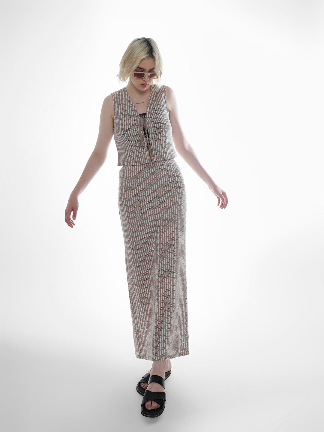 Grey Knitted Long Skirt