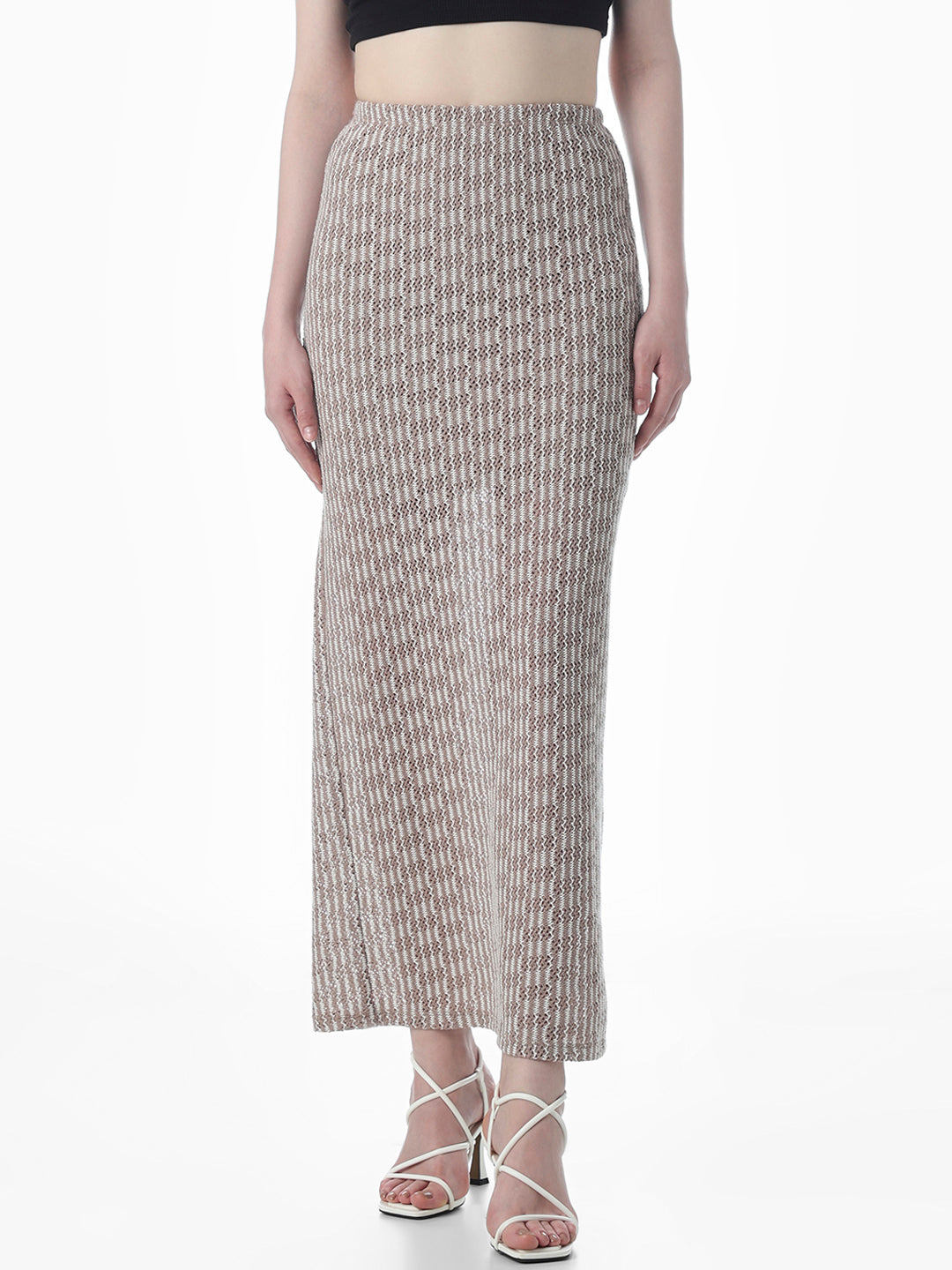 Grey Knitted Long Skirt