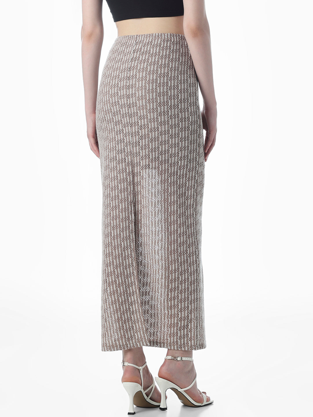 Grey Knitted Long Skirt