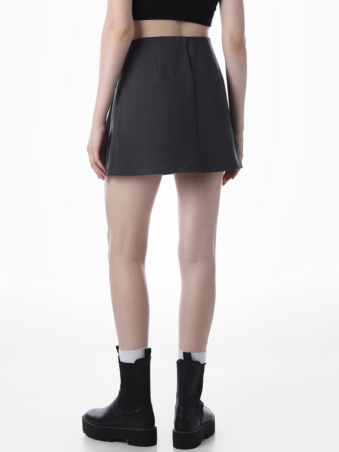 Dark Grey Mini Pleated Skirt