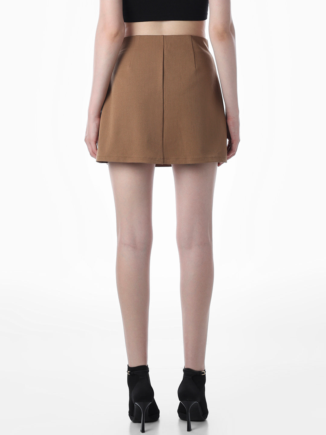 Brown Mini Pleated Skirt