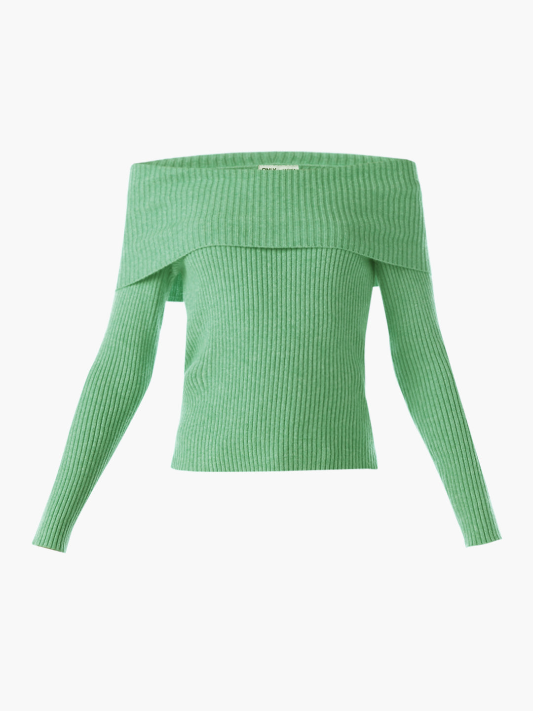 Off-Shoulder Fitted Pullover - Green