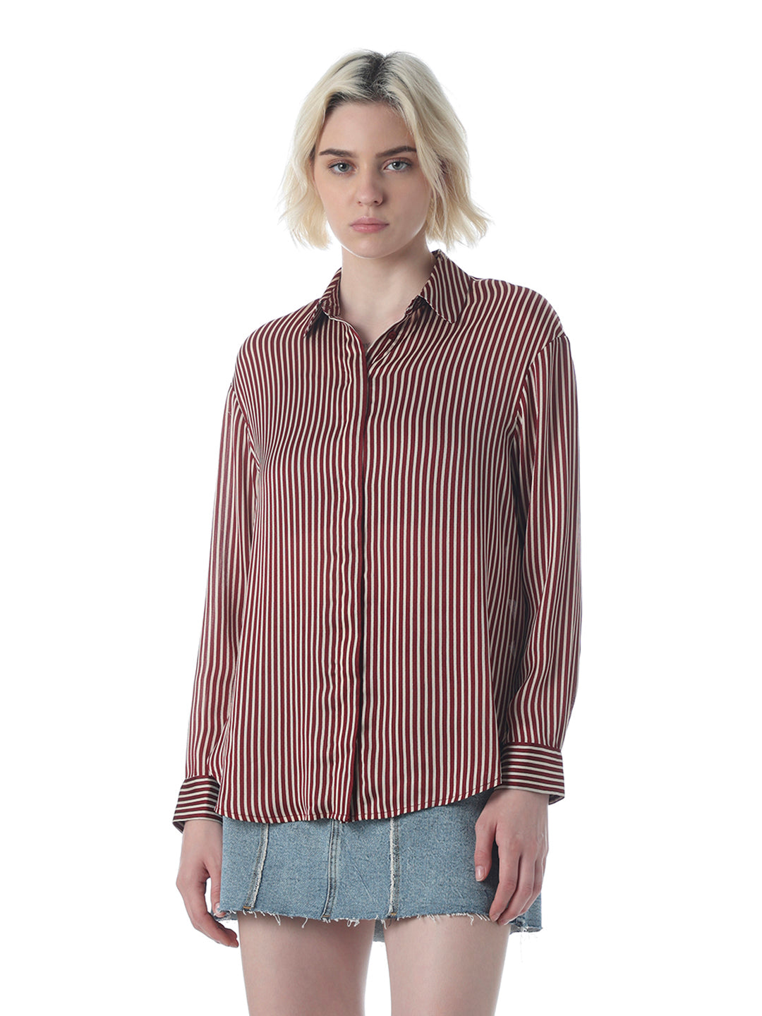 Maroon Striped Shirt